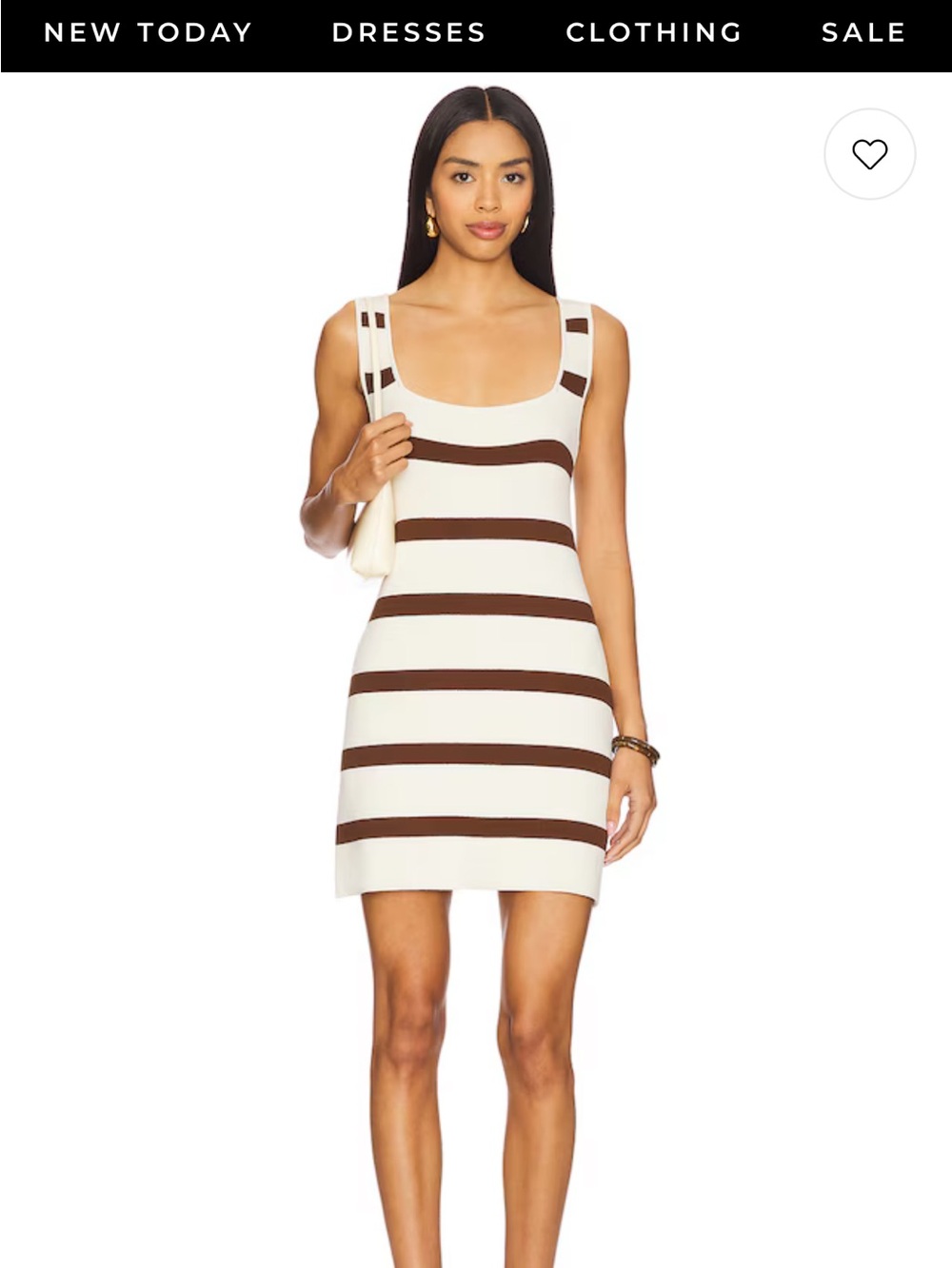 REVOLVE Cream and Brown Striped Scoop Neck Knit Tank Dress